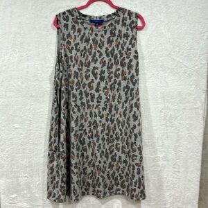 Apt. 9 Leopard Print Dress XXL Gray Sleeveless Pockets